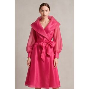 Victoria's Secret Hot Pink Satin Wrap Midi Dress